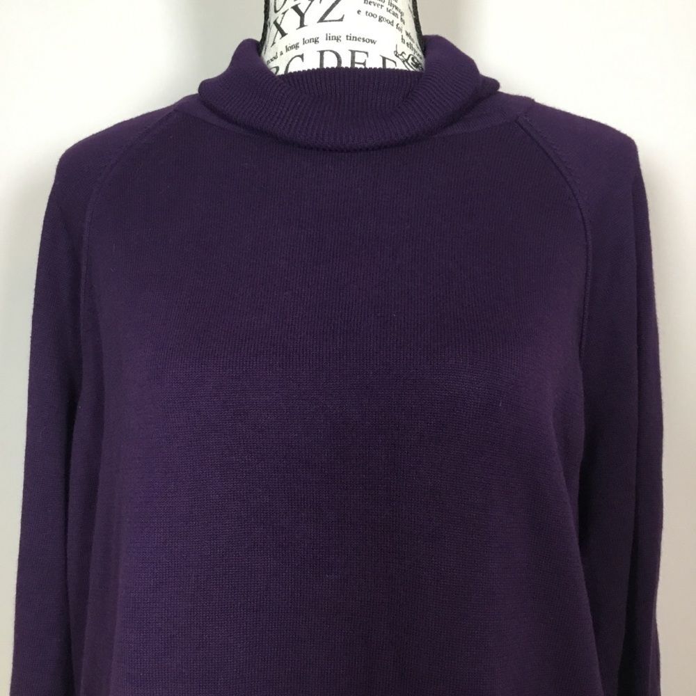 Purple knit sweater roll neck cozy winter cabincore layering lagenlook sz M - Picture 2 of 7
